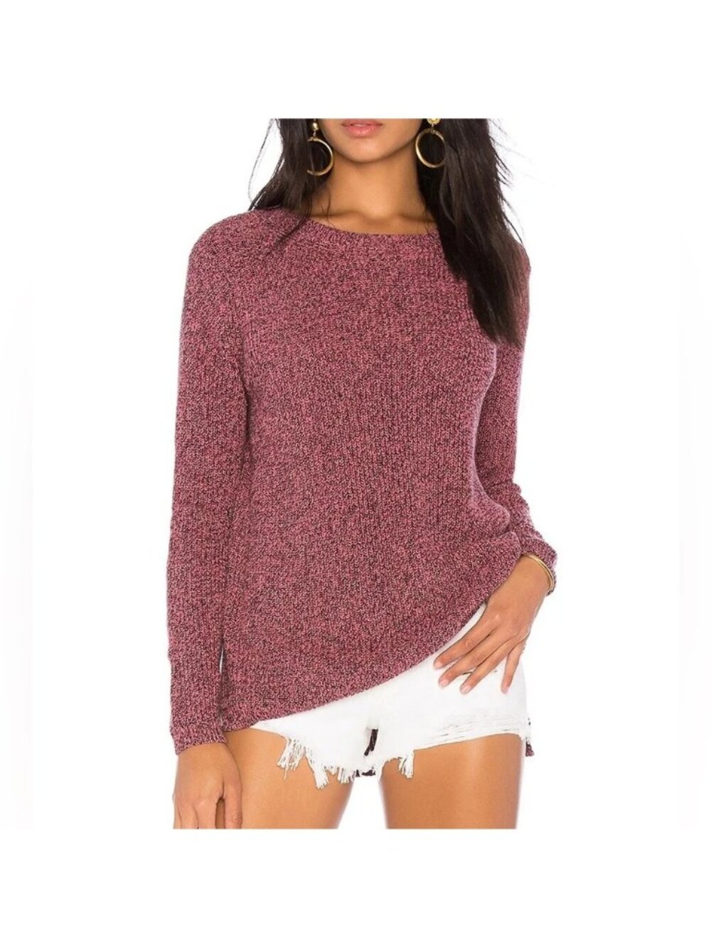 525 America Emma Shaker Sweater Rose Multi